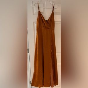 Lulu’s Rust Orange Satin Maxi Dress